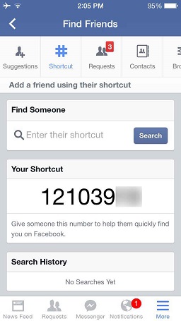 facebook shortcut..